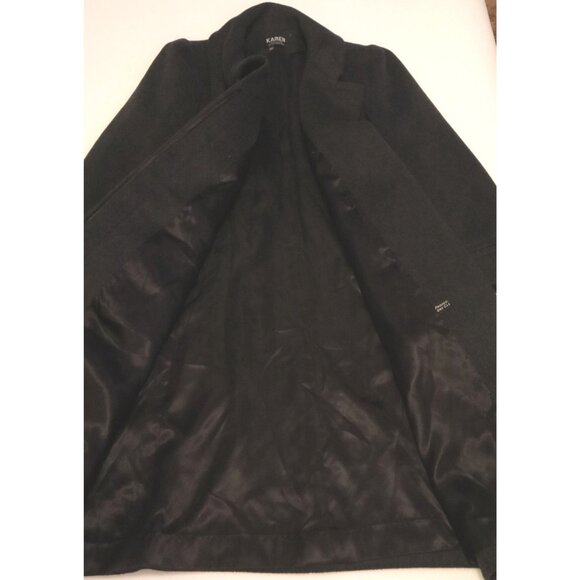 Karen Vintage Wool Coat Union Made Charcoal Red Collar 60s Mod Classic Old Money - Picture 6 of 12